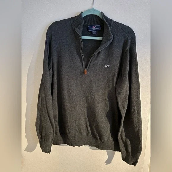 Vineyard Vines Men's Charcoal Zip-Up Sweater, size large - Picture 1 of 3
